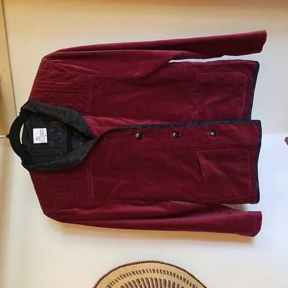 Tibetan Trader Berry Red Velvet Chore Shacket Small - Picture 10 of 16